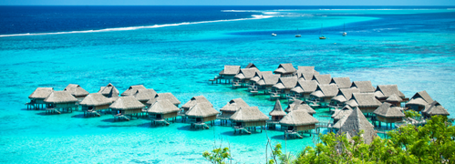 Overwater bungalows at a luxury resort